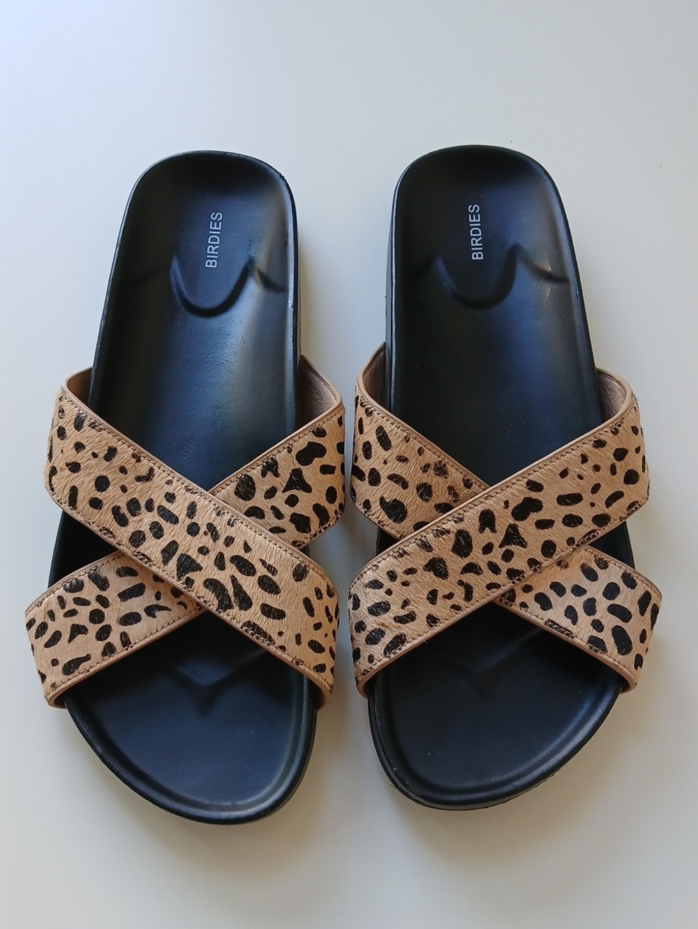 Birdies Robin Criss Cross Slides Animal Print Women's 8.5